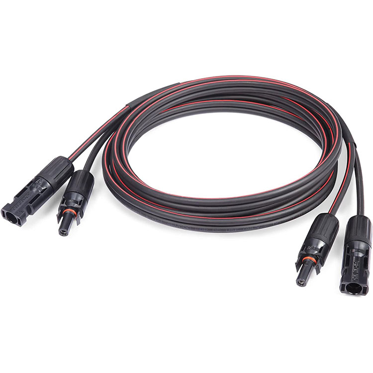 Cable solar de doble núcleo rojo y negro de 30 pies, 10 AWG