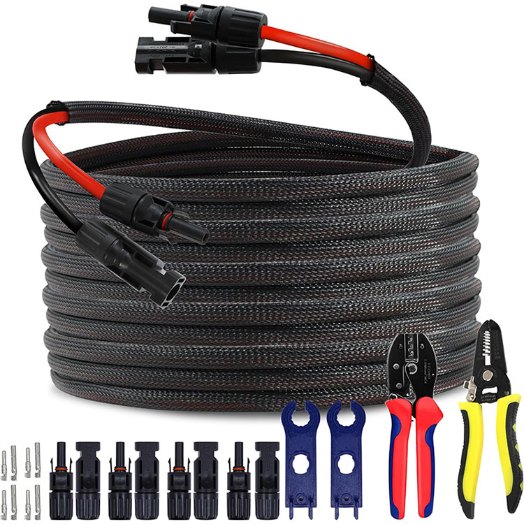 Cable de conexión comercial de 10 AWG para matriz fotovoltaica en azotea, 50 pies