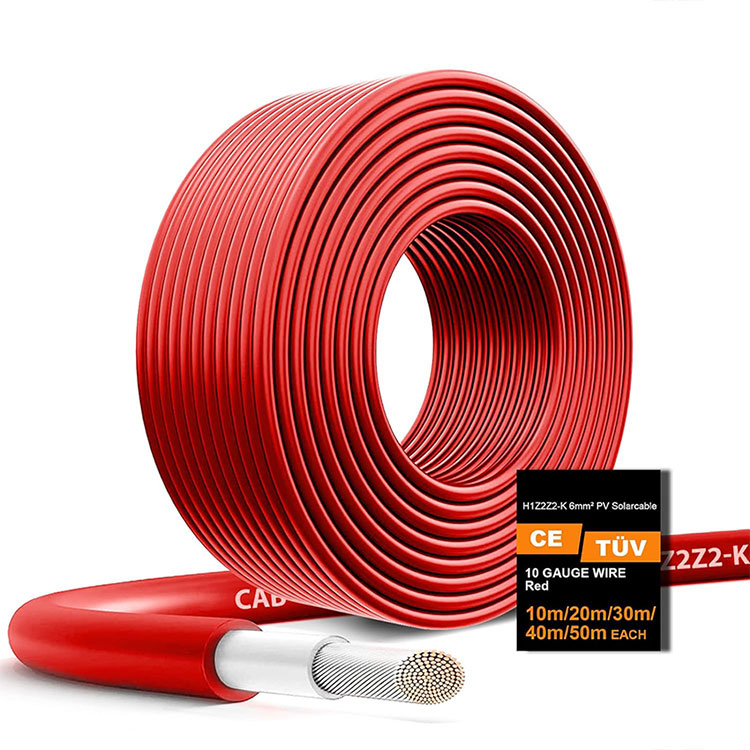 Línea solar roja de 6 mm2 aprobada para entierro en tierra de servicio pesado Línea solar roja de 6 mm2 aprobada para entierro en tierra de servicio pesado